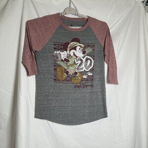 Disney Parks Animal Kingdom Mickey Mouse Raglan 3/4 Sleeve Shirt L